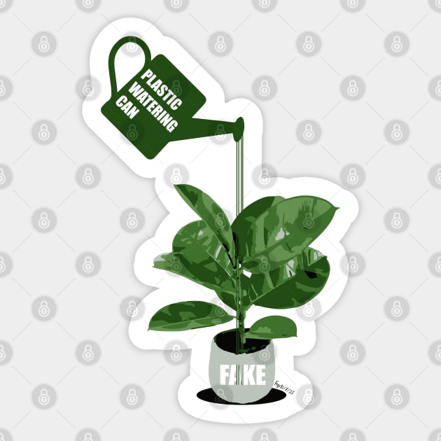 Green plastic watering can For a fake Chinese rubber plant. - Original illustration by FOGS Sticker by FOGSJ